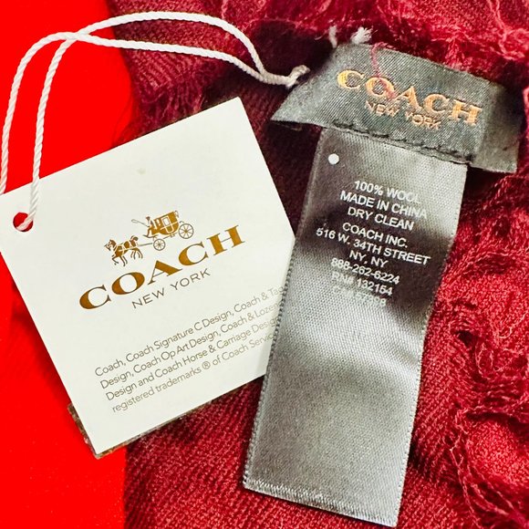 COACH OVERSIZED 100% WOOL SCARF WRAP 54 IN X 54 IN - Picture 9 of 12